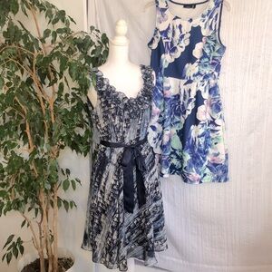 S L FASHIONS SZ 8 & APT 9 size M special occasion dresses blue & white f…
